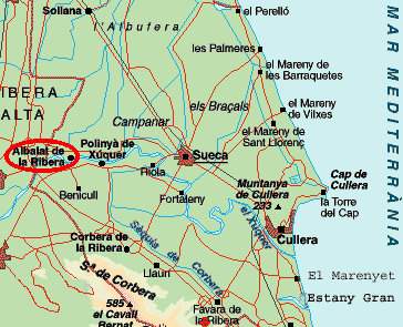 Mapa de la localizacin de Albalat de la Ribera